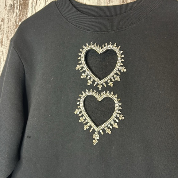 Sandro SWEATSHIRT WITH RHINESTONE HEARTS Size
small NWT - Picture 7 of 8